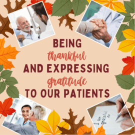Images of patients and fall leaves