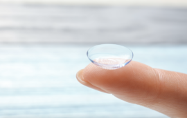 Contact lens on a finger