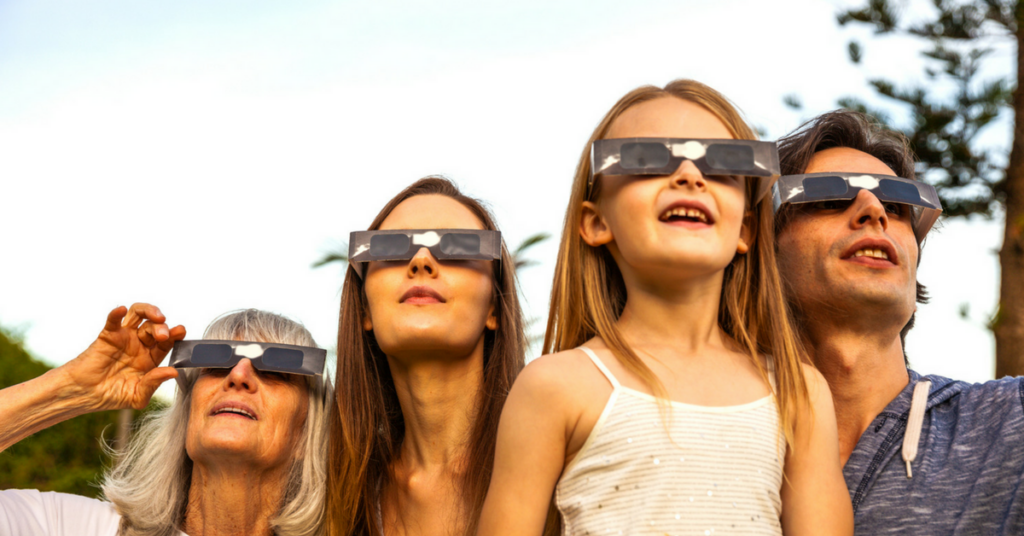 People viewing an eclipse